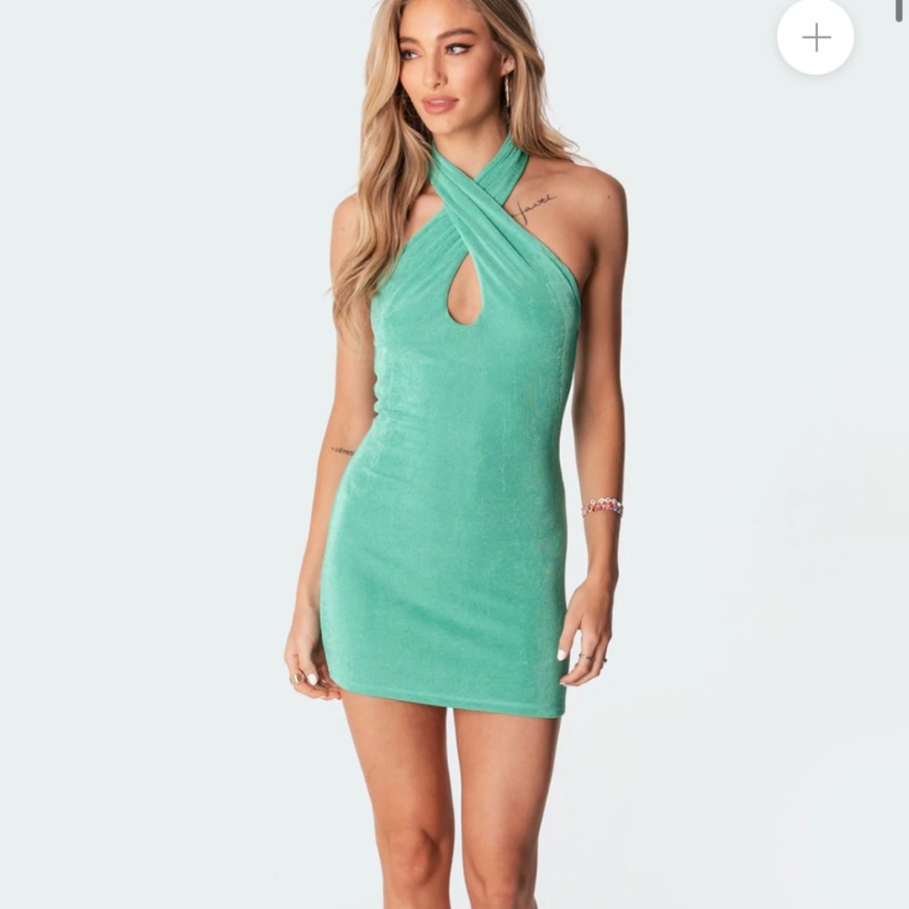 Green Halter Mini Dress